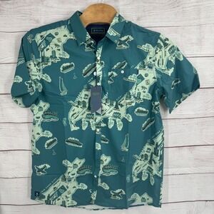 William Murray XL New York City Map Print Short Sleeve Button Down Shirt NEW